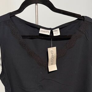 Chico's Elegant Black Lace Trim Top